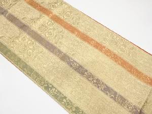 縞に華紋織り出し　袋帯